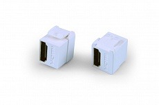 Вставка KJ1-HDMI-AS18-WH с проходным адаптером HDMI 2.0 (Type A), short body (18.2 мм), ROHS, белая Hyperline