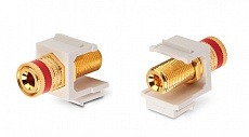 Вставка KJ1-BP/RD-HG-WH с коннектором Binding Post (красный), Hex. type, gold plated, ROHS, белая Hyperline