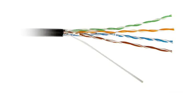Кабель UUTP4-C5E-S24-OUT-PE-BK-500 неэкранир. U/UTP, кат.5e, 4 п.(24 AWG), одножил. (solid), внешн Hyperline