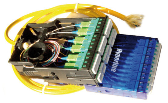 Кассета PPTR-CSS-1-6xDLC-MM/AQ-BL для оптических претерминированных решений, 6 дуплексных портов LC/PC  синий корпуc Hyperline