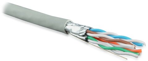 Кабель UFTP4-C6-S23-IN-LSZH-GY-500 U/FTP, кат. 6, 4 пары (23 AWG), одножил. (solid), кажд.пара в фольге, LSZH, нг(А)-HF Hyperline