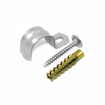 Комплект для крепления ОКЛ с использованием самореза, дюбеля и скобы СМО d16-17 мм (100 шт) PR08.4995 Промрукав