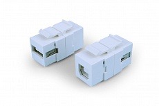 Вставка KJ1-USB-A-B2-WH с проходным адаптером USB 2.0 (Type A-B), ROHS, белая Hyperline