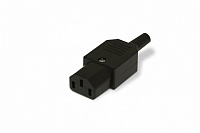 Разъем CON-IEC320C14 IEC 60320 C14 220В 10A на кабель (плоские выступающие штыревые контакты в пластиковом обрамлении), прямой Hyperline