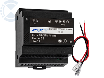 Блок питания ББП-50 DIN 12В, 5А, цвет черный