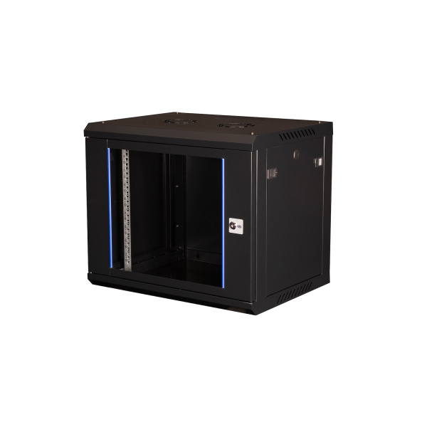 Шкаф DR-632001 19" телекоммуникационный настенный, 9U 501х600х450 мм, дверь стекло, черный Datarex