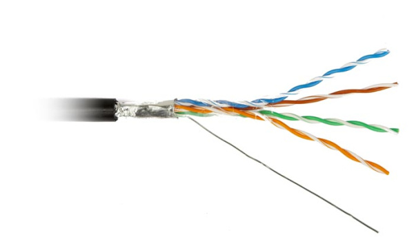 Кабель FUTP4-C5E-S24-OUT-PE-BK-500 F/UTP  витая пара,  4 пары, CAT5e OUTDOOR PE, черный, (500м Hyperline