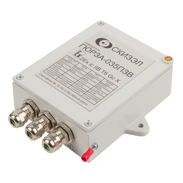 Извещатель Гюрза-035ПЗВ Извещатель охранный периметровый трибоэлектрический однозонный.
Предназначен для оборудования заграждений периметра  во взрывоопасных
зонах. Маркировка взрывозащиты 2Ex ic IIB