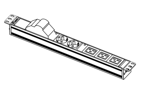 Блок розеток R-32-2S-3C19-A-I-440-K Rem-32 с авт., инд., 2 Sсhuko, 3 IEC 60320 C19, 32А, алюм., 19", колодка REM