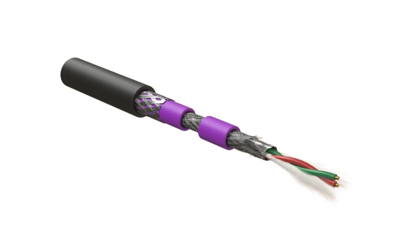 Кабель PFDP-SF-1x2x22/1-ARM/W-PVC/PE-BK для шины PROFIBus-DP, 1x2x22 AWG, однопроволоч. жилы (solid), SF/UTP, PVC/PE, черный Hyperline